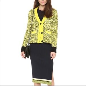 Rag & Bone Yellow Black Viola Button Cardigan Sweater